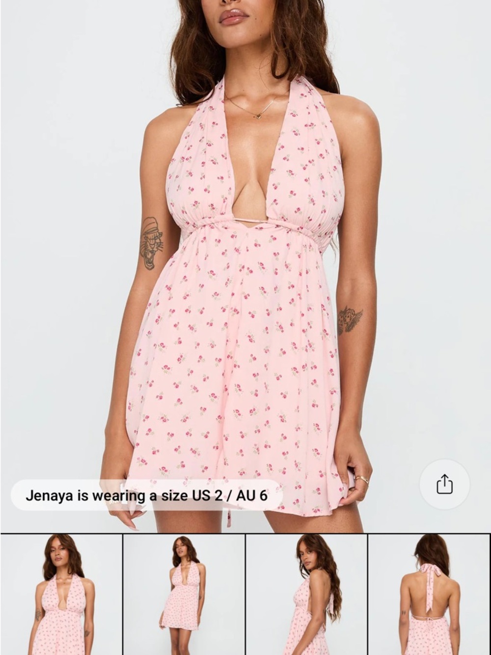 Princess Polly Pink Floral Halter Backless Mini Dress